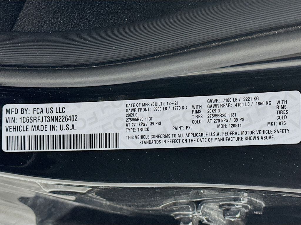 2022 RAM 1500 Laramie Crew Cab 4x4 5'7' Box