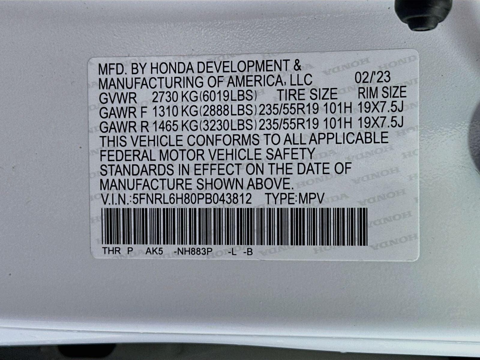 2023 Honda Odyssey Touring