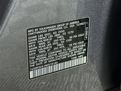 2022 Volkswagen Atlas 2.0T SE