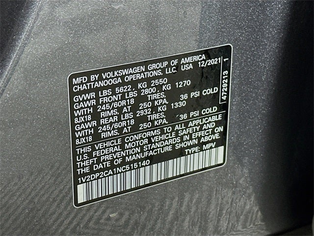 2022 Volkswagen Atlas 2.0T SE