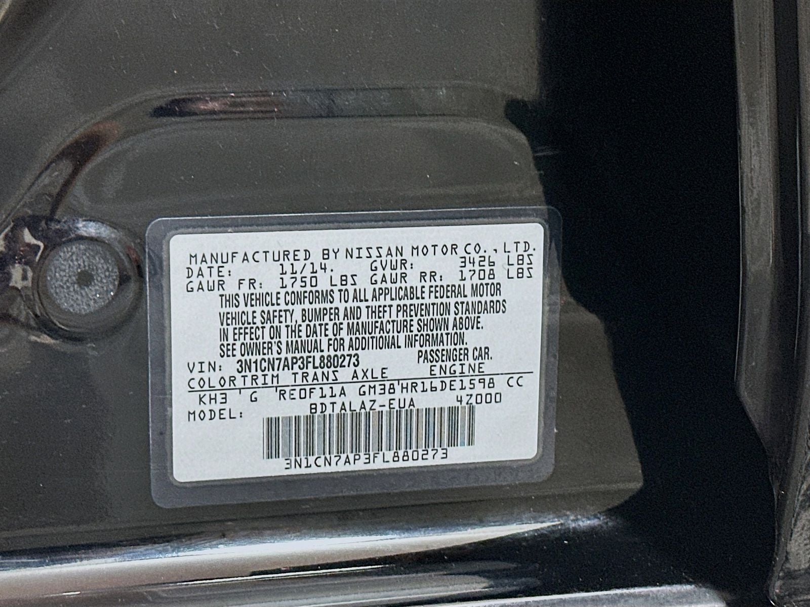 2015 Nissan Versa 1.6 S Plus