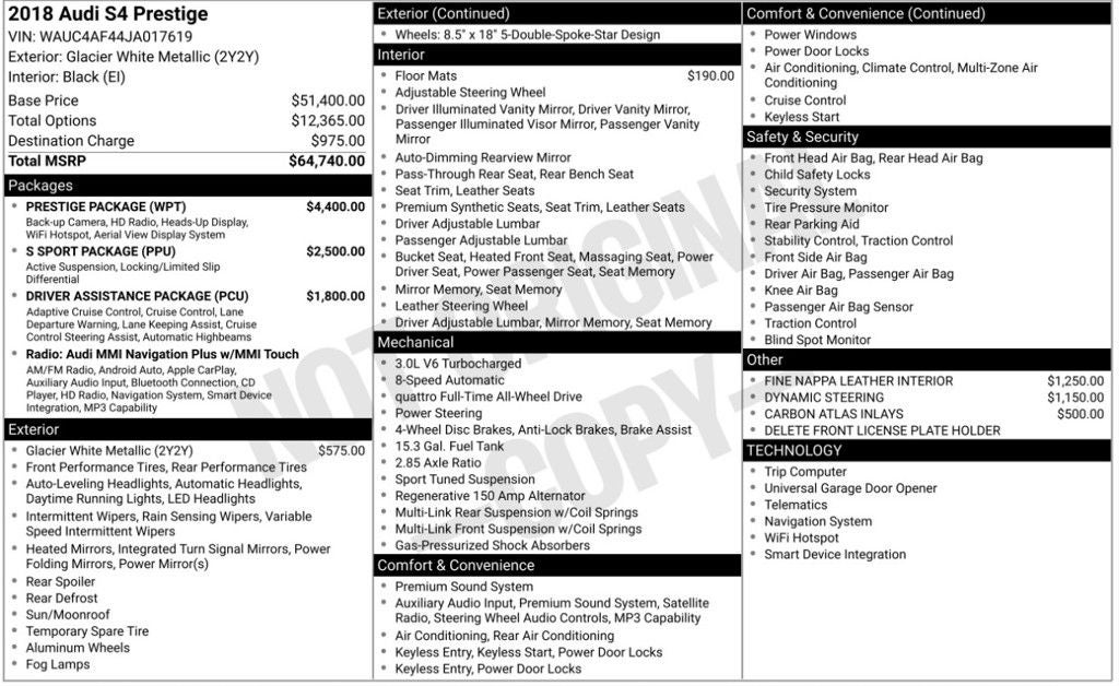 2018 Audi S4 Prestige
