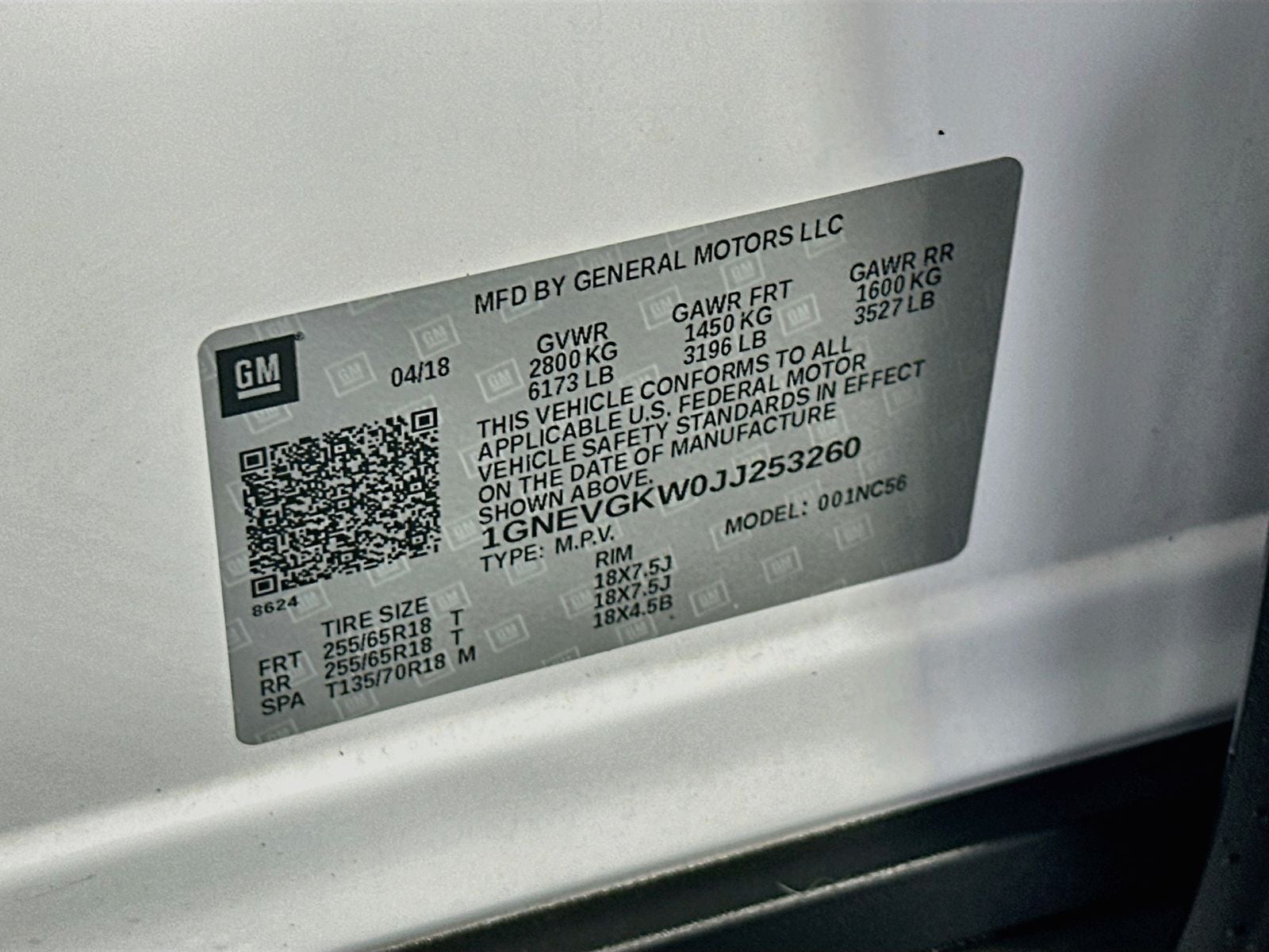 2018 Chevrolet Traverse LT Cloth w/1LT