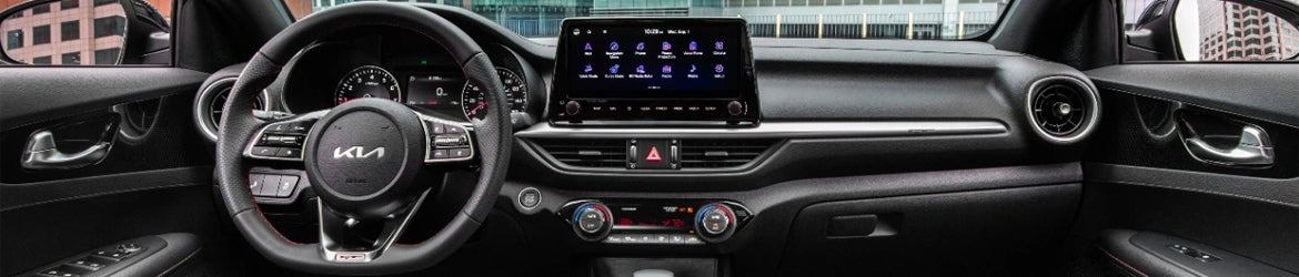 The 2024 Kia Forte front dash and infotainment system
