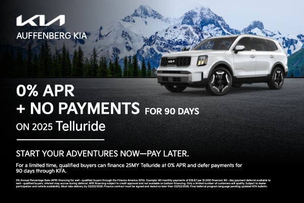 0% APR + No Payments for 90 Days on 2025 Telluride