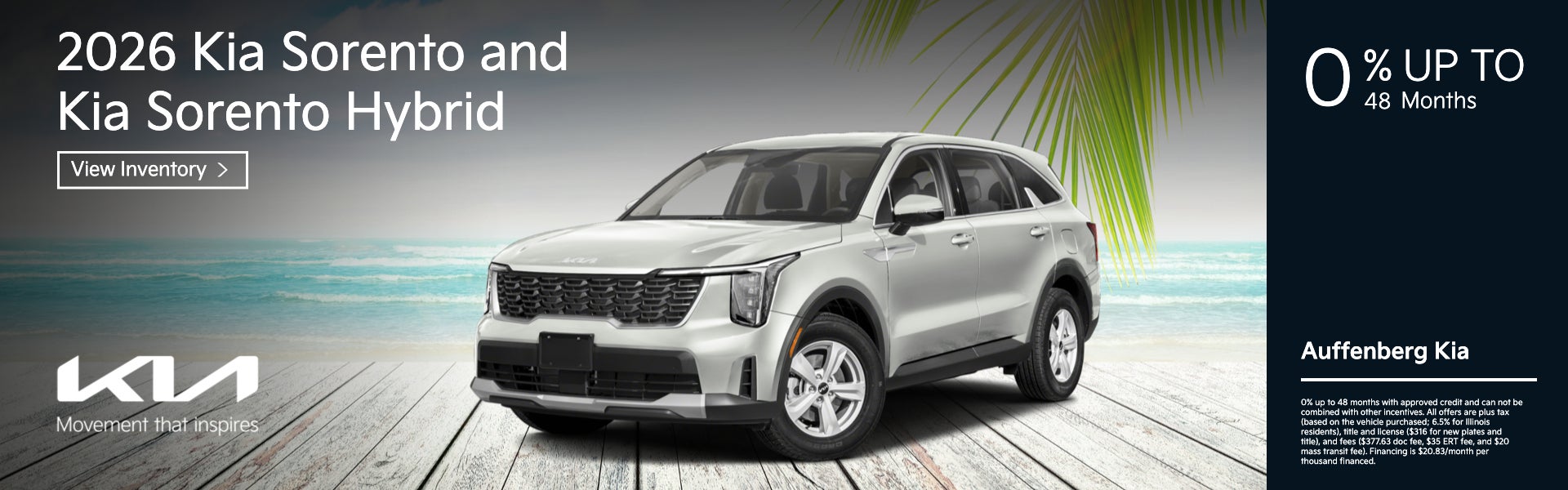  2026 Kia Sorento and Kia Sorento Hybrid 0% up to 48 months